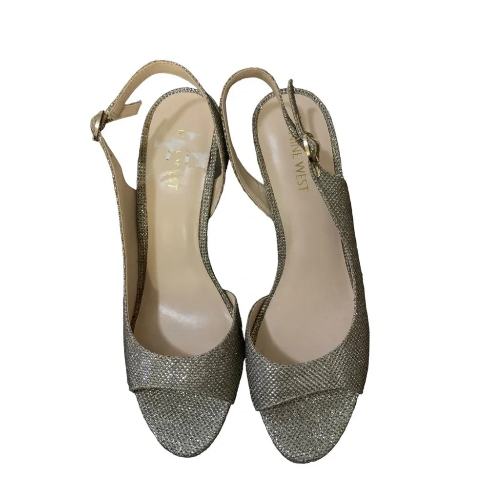 NWOT Nine West Gold Sparkly Homecoming Prom Wedding Size 9 Heels